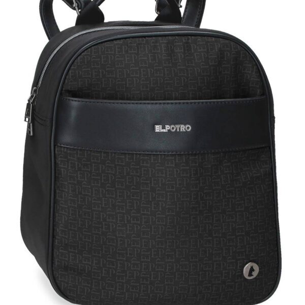 Mochila EL POTRO · Mochila mediana · Coleccion Luna · Color Beige y Negro