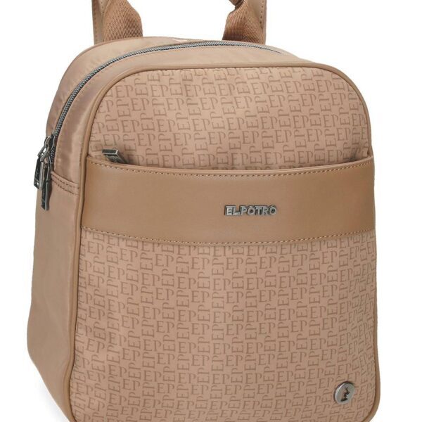 Mochila EL POTRO · Mochila mediana · Coleccion Luna · Color Beige y Negro