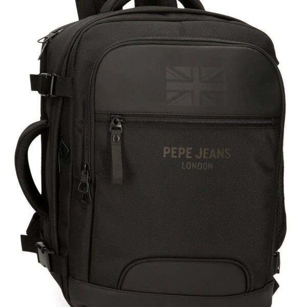 Mochila PEPE JEANS · Mochila de viaje · Porta Ordenador · Dos compartimentos · Coleccion Bromley · Color Negro