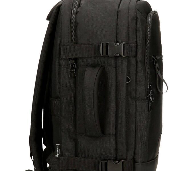Mochila PEPE JEANS · Mochila de viaje · Porta Ordenador · Dos compartimentos · Coleccion Bromley · Color Negro