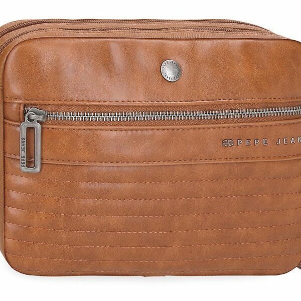 Bolso Pepe Jeans · Bandolera mediana · Doble compartimento · Coleccion Biker · Color Marrón claro