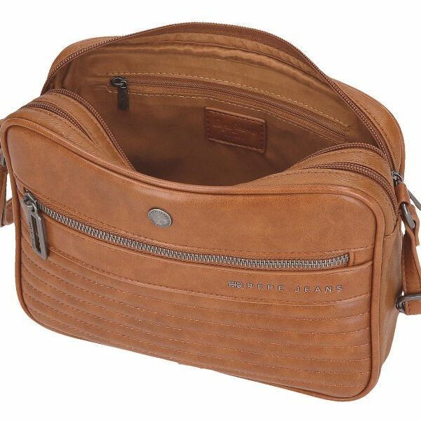Bolso Pepe Jeans · Bandolera mediana · Doble compartimento · Coleccion Biker · Color Marrón claro