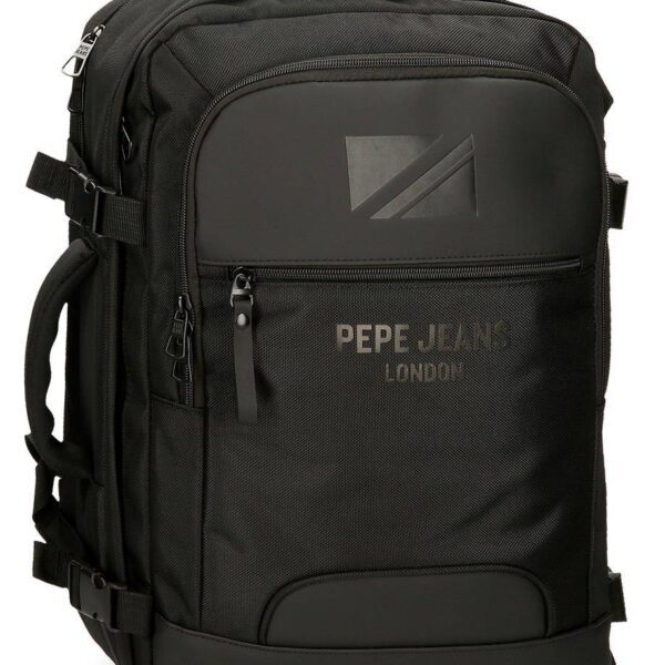 Mochila PEPE JEANS · Mochila de viaje · Porta Ordenador · Dos compartimentos · Coleccion Bromley · Color Negro