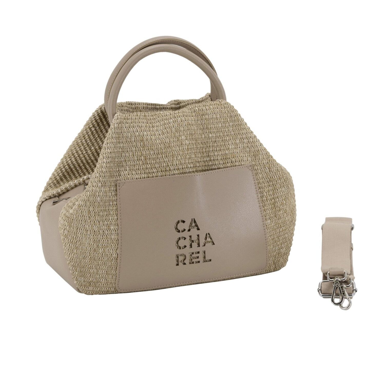 Bolso CACHAREL · Bandolera mediana · Con dos asas de mano · Color Beige