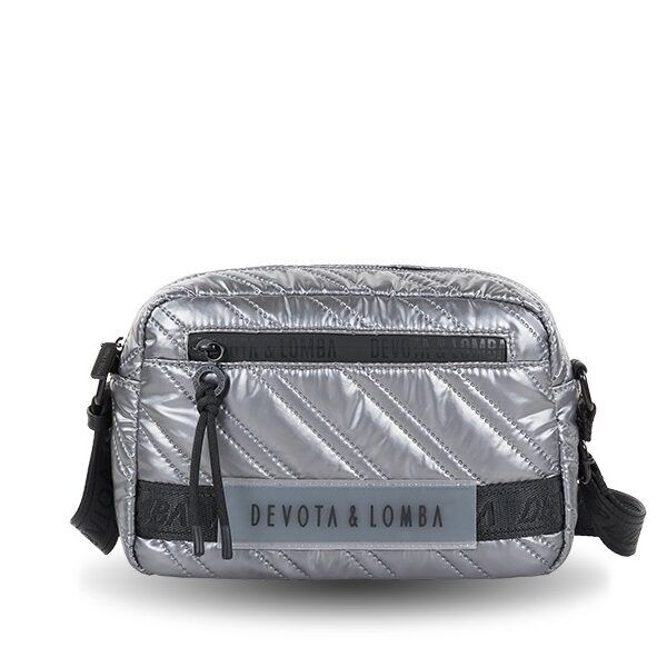 Bolso Devota & Lomba · Bandolera mediana · Efecto acolchado · Color Negro y Plomo