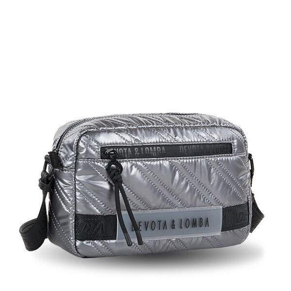 Bolso Devota & Lomba · Bandolera mediana · Efecto acolchado · Color Negro y Plomo