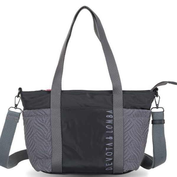 Bolso Devota & Lomba · Bandolera mediana · Con dos asas de mano · Material Nylon · Color Negro/Gris