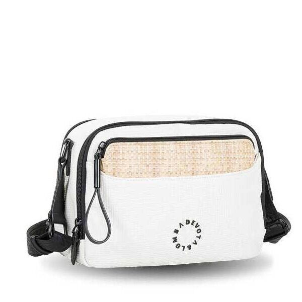 Bolso Devota & Lomba · Bandolera mediana · Doble compartimento · Color Beige y Blanco roto