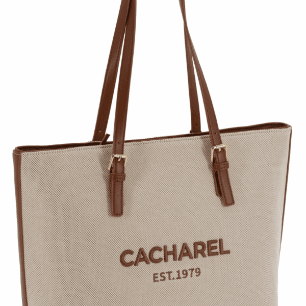 Bolso CACHAREL · Bolso grande · Con Dos asas ajustables · Maxi Shopper Lona · Color Cuero