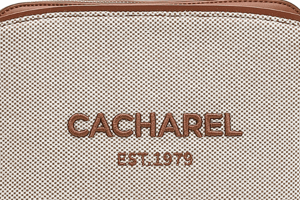 Bolso CACHAREL · Bandolera mediana · Triple compartimento · Con dos asas · Color Cuero y Negro