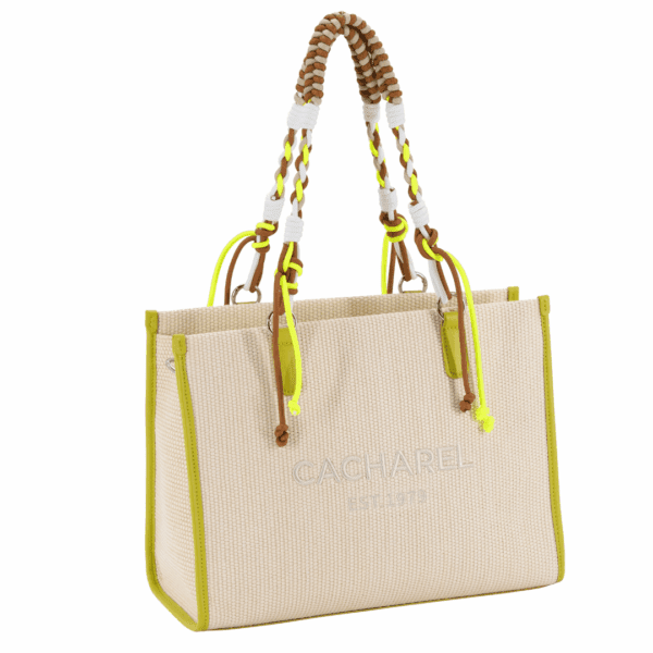 Bolso CACHAREL · Bolso grande · Con Dos asas  · Maxi Shopper  · Color Beige y Crema