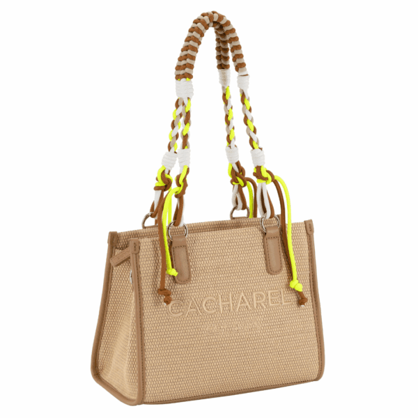 Bolso CACHAREL · Bandolera mediana · Con dos asas de mano · Mini Shopper  · Color Beige y Crema