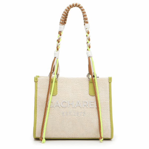 Bolso CACHAREL · Bandolera mediana · Con dos asas de mano · Mini Shopper  · Color Beige y Crema