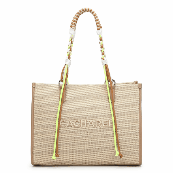 Bolso CACHAREL · Bolso grande · Con Dos asas  · Maxi Shopper  · Color Beige y Crema